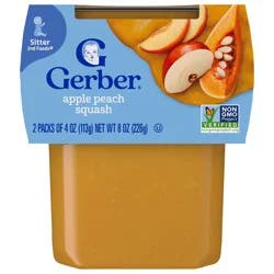 Gerber 2nd Foods Natural for Baby Apple Peach Squash, 4 oz Tubs (2 Pack)
