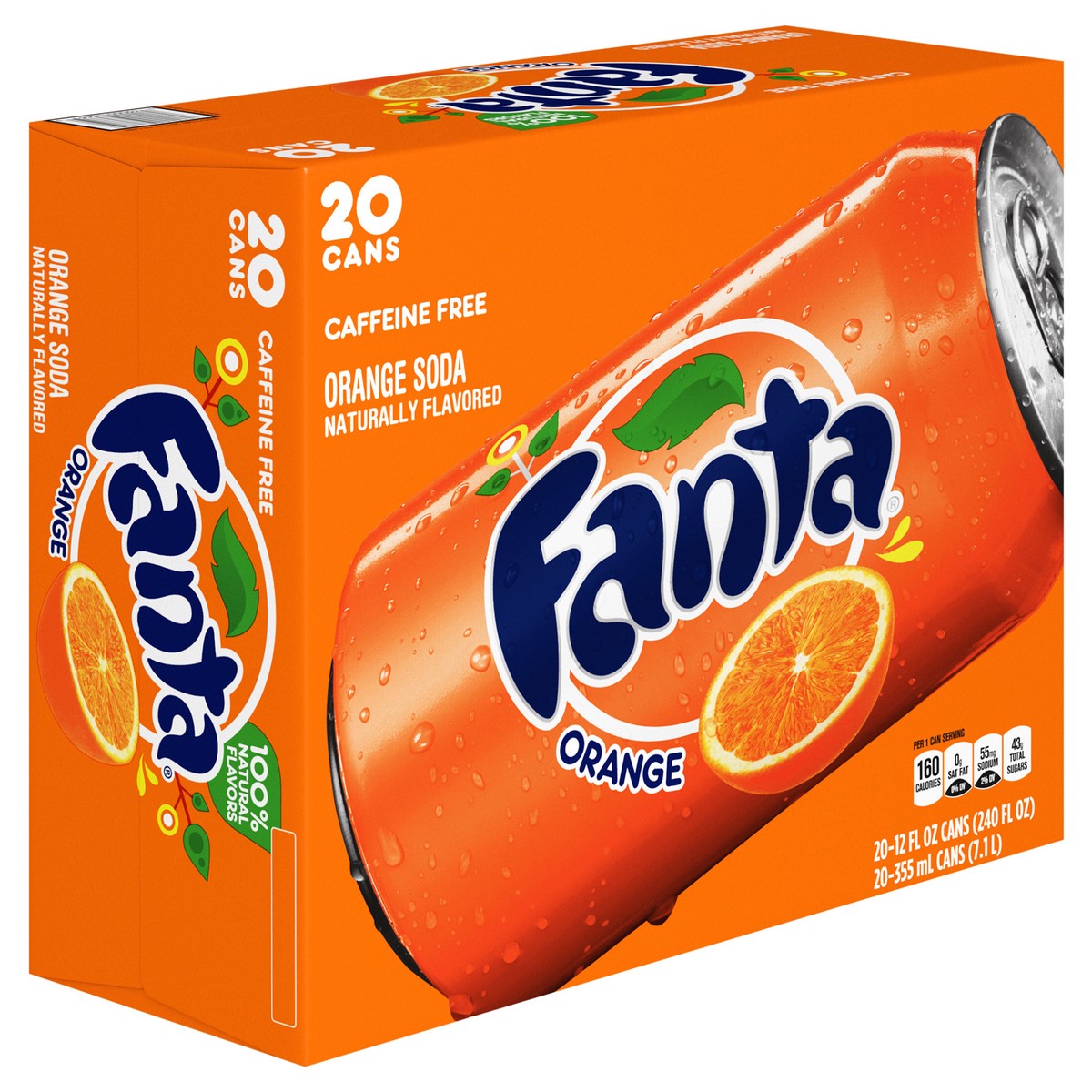 slide 9 of 9, Fanta Orange Soda Fruit Flavored Soft Drink, 12 fl oz, 20 Pack, 240 fl oz