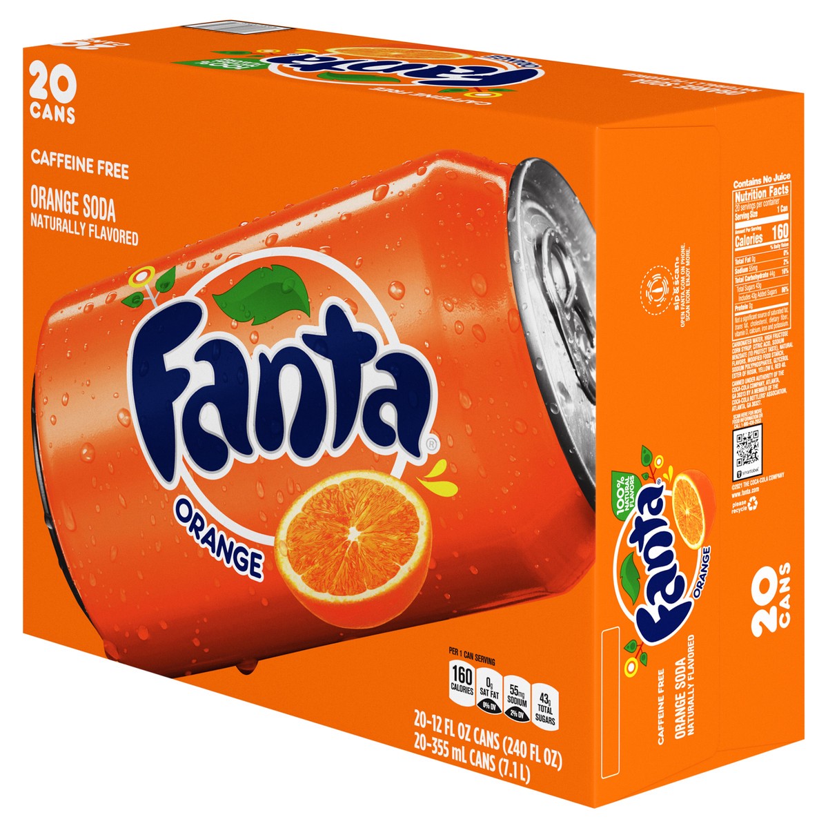 slide 3 of 9, Fanta Orange Soda Fruit Flavored Soft Drink, 12 fl oz, 20 Pack, 240 fl oz