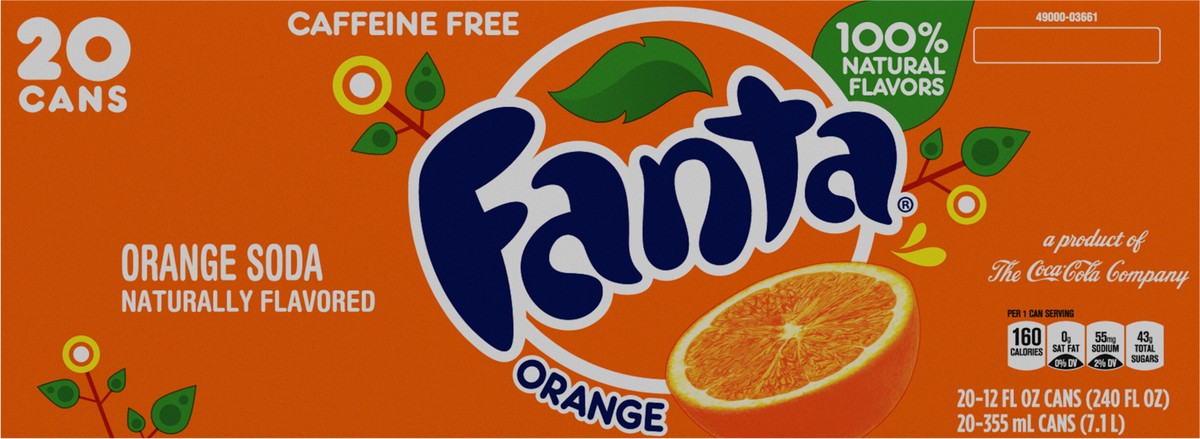 slide 2 of 9, Fanta Orange Soda Fruit Flavored Soft Drink, 12 fl oz, 20 Pack, 240 fl oz