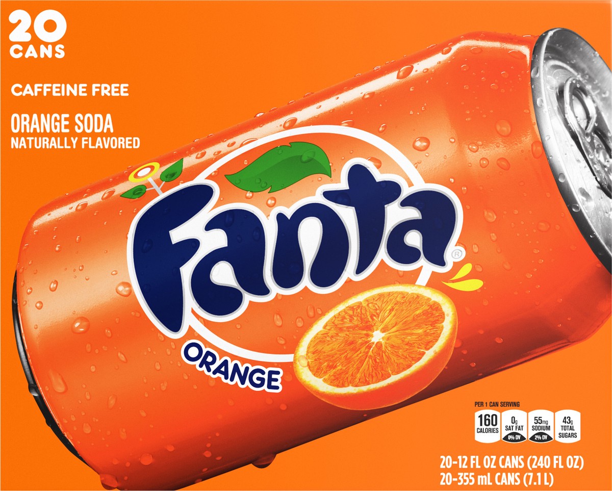 slide 4 of 9, Fanta Orange Soda Fruit Flavored Soft Drink, 12 fl oz, 20 Pack, 240 fl oz