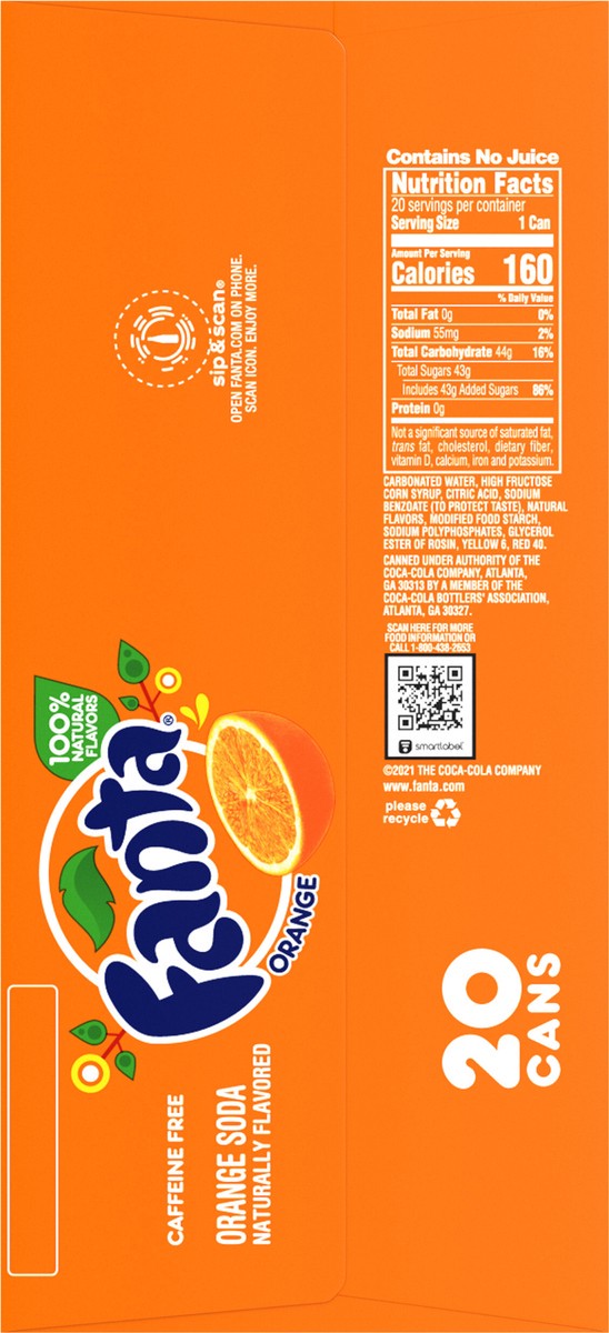 slide 6 of 9, Fanta Orange Soda Fruit Flavored Soft Drink, 12 fl oz, 20 Pack, 240 fl oz