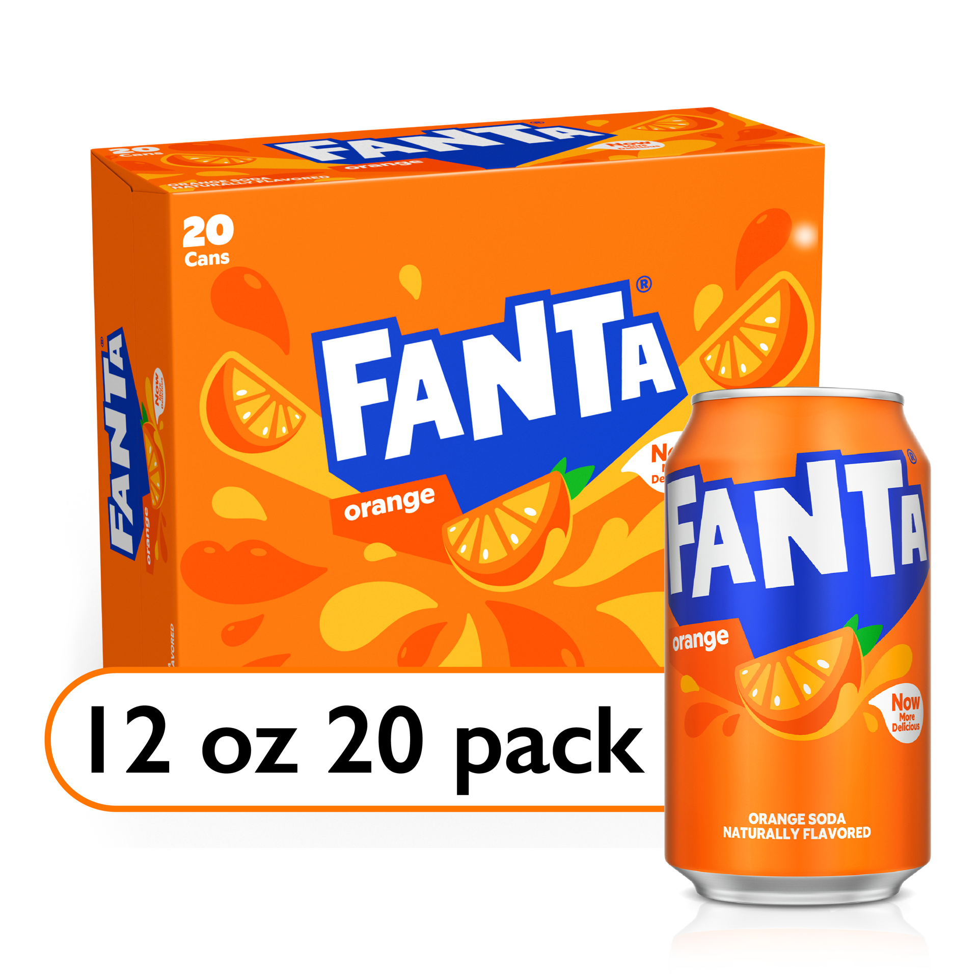 slide 1 of 9, Fanta Orange Soda Fruit Flavored Soft Drink, 12 fl oz, 20 Pack, 240 fl oz