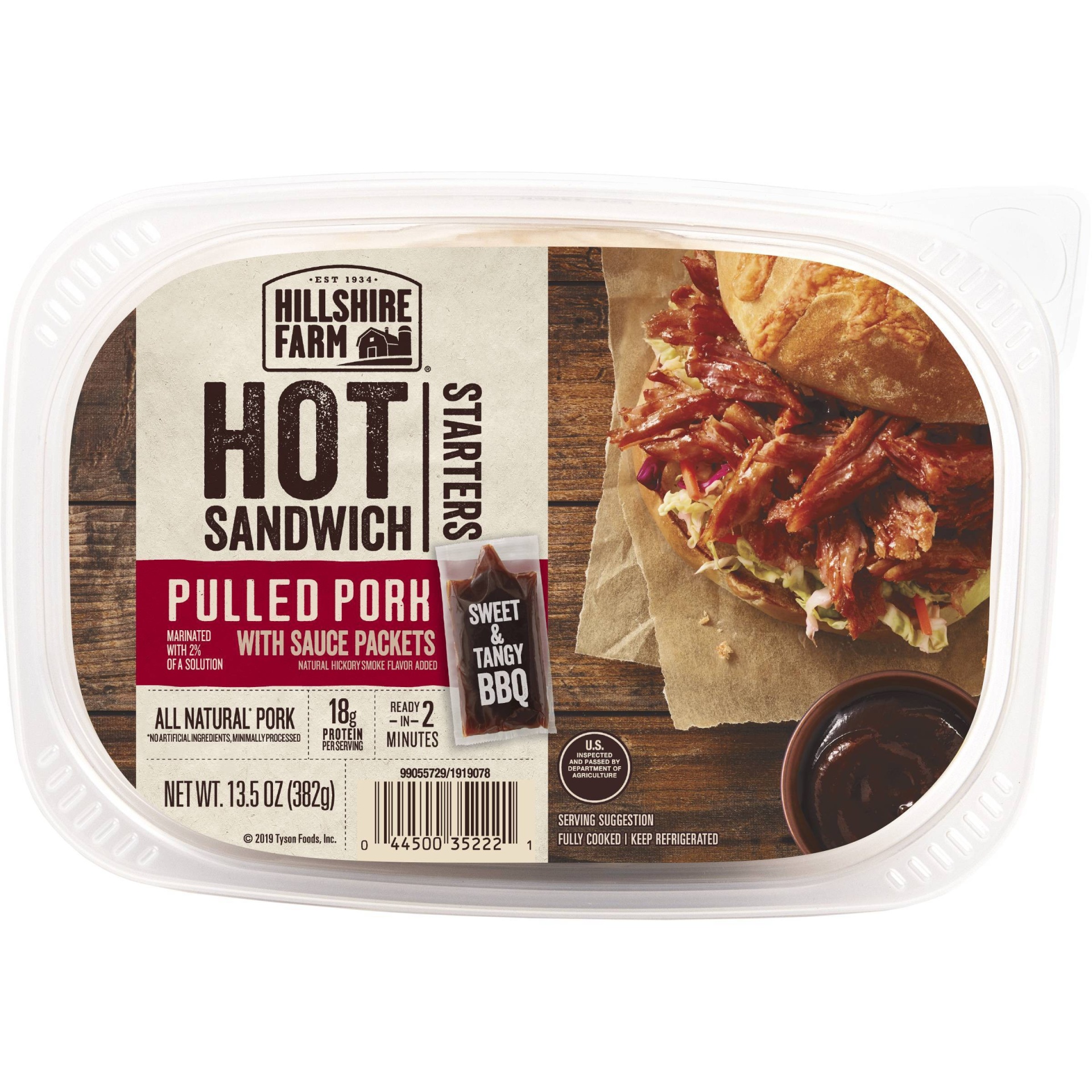 slide 1 of 1, Hillshire Farm Hot Sandwich Starters Pulled Pork with Sweet & Tangy BBQ Sauce, 13.5 oz