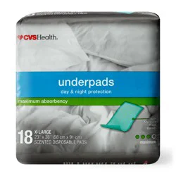 CVS Health Underpads, Day & Night Protection Maximum Absorbency, X-Large, 18 Ct