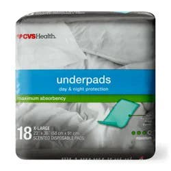 CVS Health Underpads, Day & Night Protection Maximum Absorbency, X-Large, 18 Ct