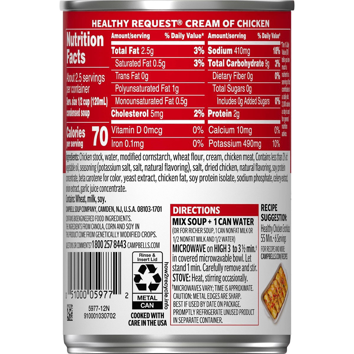slide 68 of 100, Campbell's Condensed Heart Healthy Cream of Chicken Soup, 10.5 oz Can, 10.5 oz