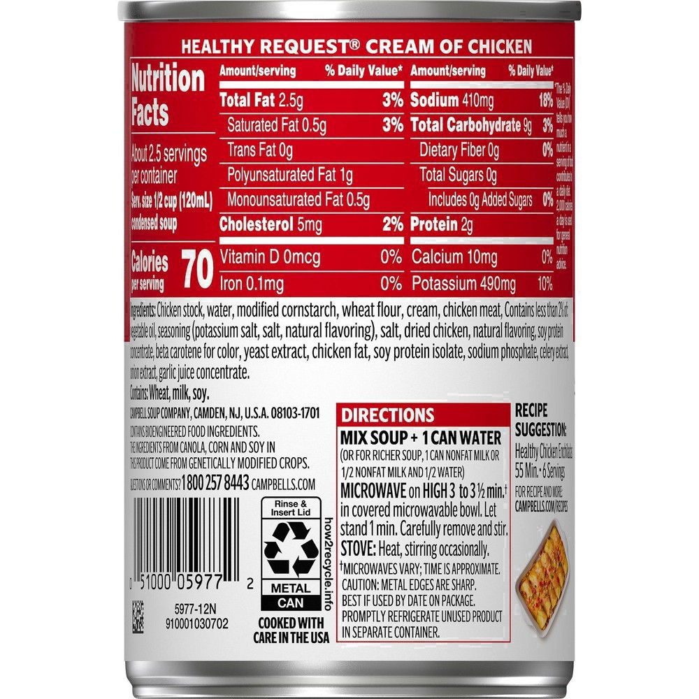 slide 90 of 100, Campbell's Condensed Heart Healthy Cream of Chicken Soup, 10.5 oz Can, 10.5 oz