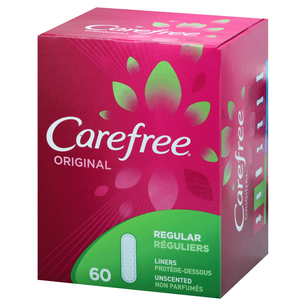 slide 7 of 11, CAREFREE Original Pantiliners Regular Unscented 60 count, 60 ct