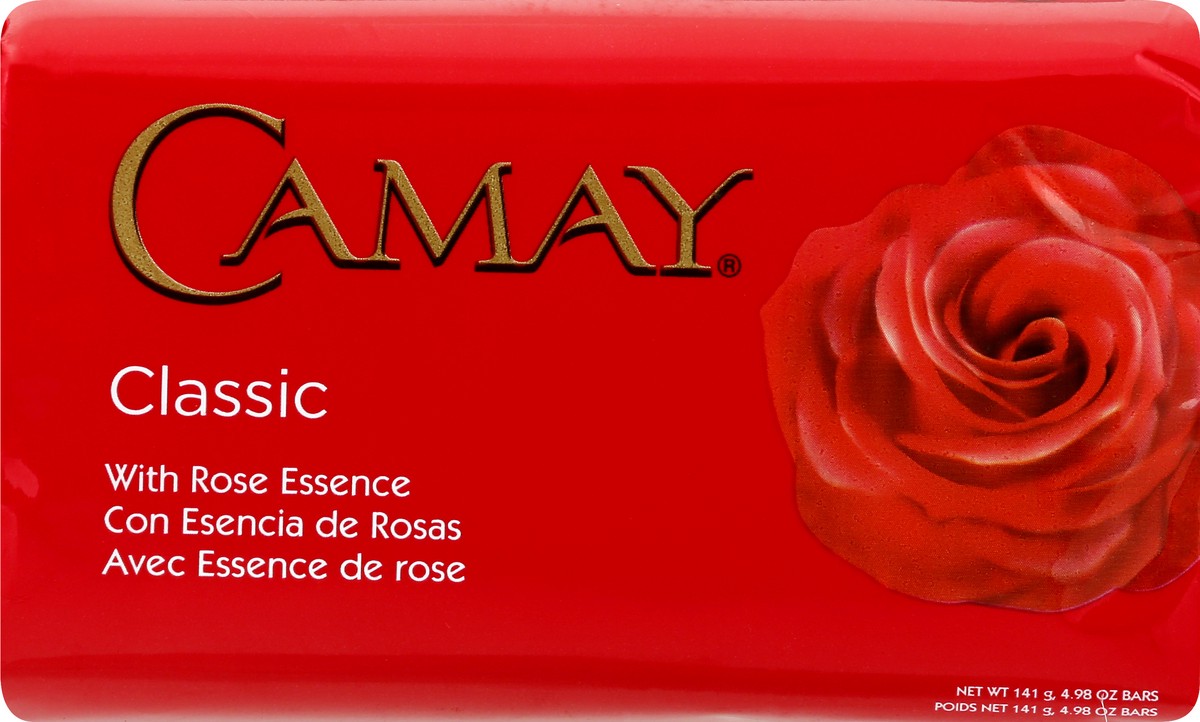 slide 1 of 9, Camay Clasico Bar Soap con Esencia de Rosas, 141 g