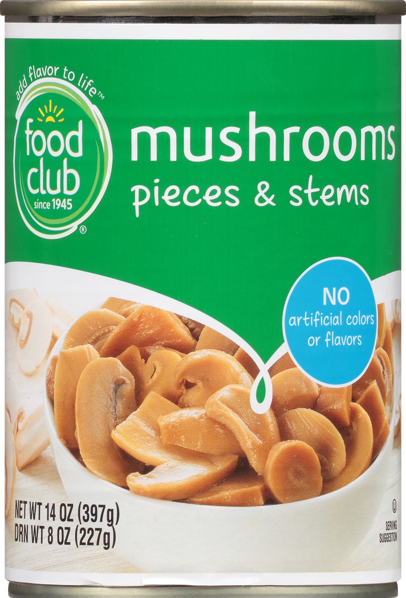 slide 9 of 10, Food Club Mushroom Stems and Pieces, 8 oz
