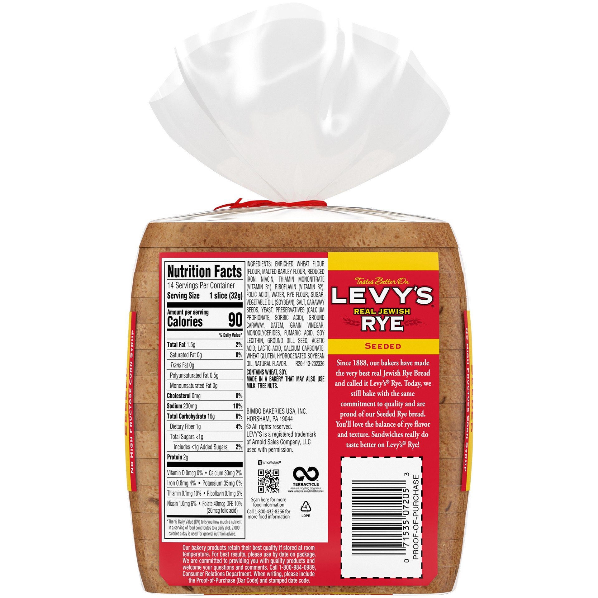 slide 4 of 5, Levy's Real Jewish Rye Seeded Bread, 16 oz, 1 cnt