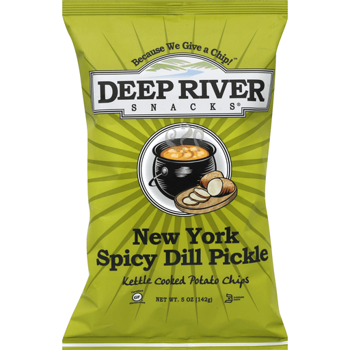 slide 1 of 1, Deep River Snacks Kettle Cooked Potato Chips New York Spicy Dill Pickle, 5 oz