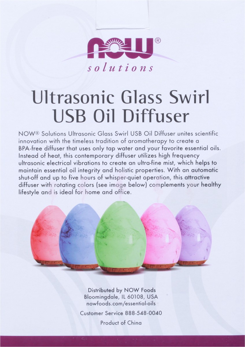 slide 9 of 9, NOW Ultrasonic Glass Swirl USB Oil Diffuser, 1 ct