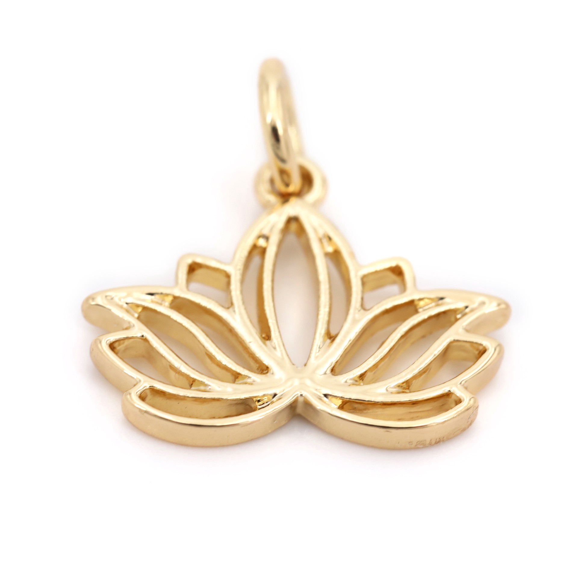 slide 3 of 6, 14k Gold Plated Lotus Charm By Bead Landing, 0.87 in x 0.68 in x 0.06 in