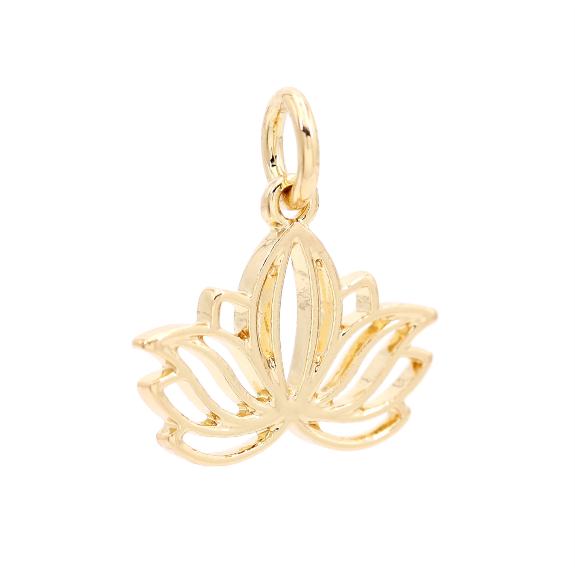 slide 2 of 6, 14k Gold Plated Lotus Charm By Bead Landing, 0.87 in x 0.68 in x 0.06 in