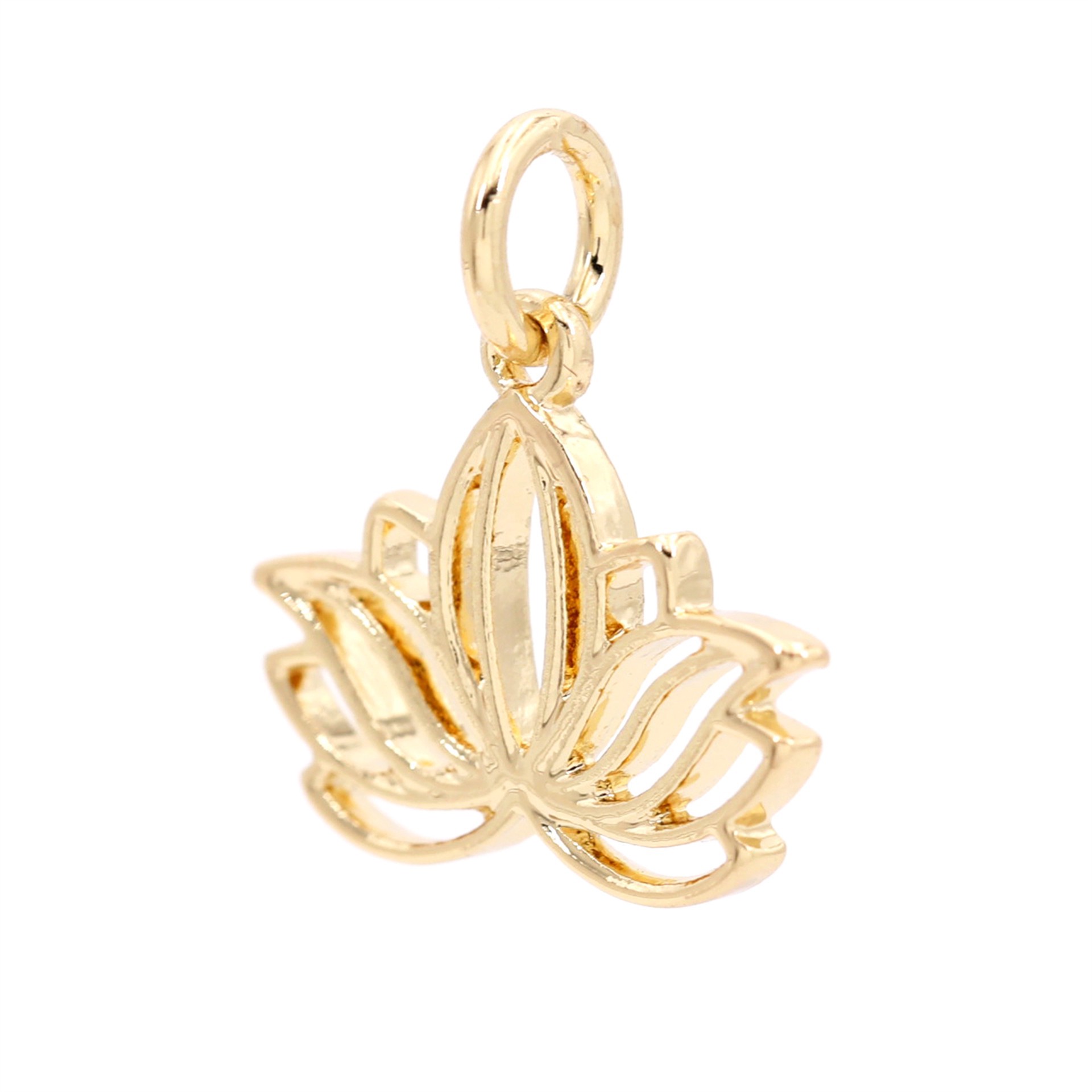 slide 5 of 6, 14k Gold Plated Lotus Charm By Bead Landing, 0.87 in x 0.68 in x 0.06 in