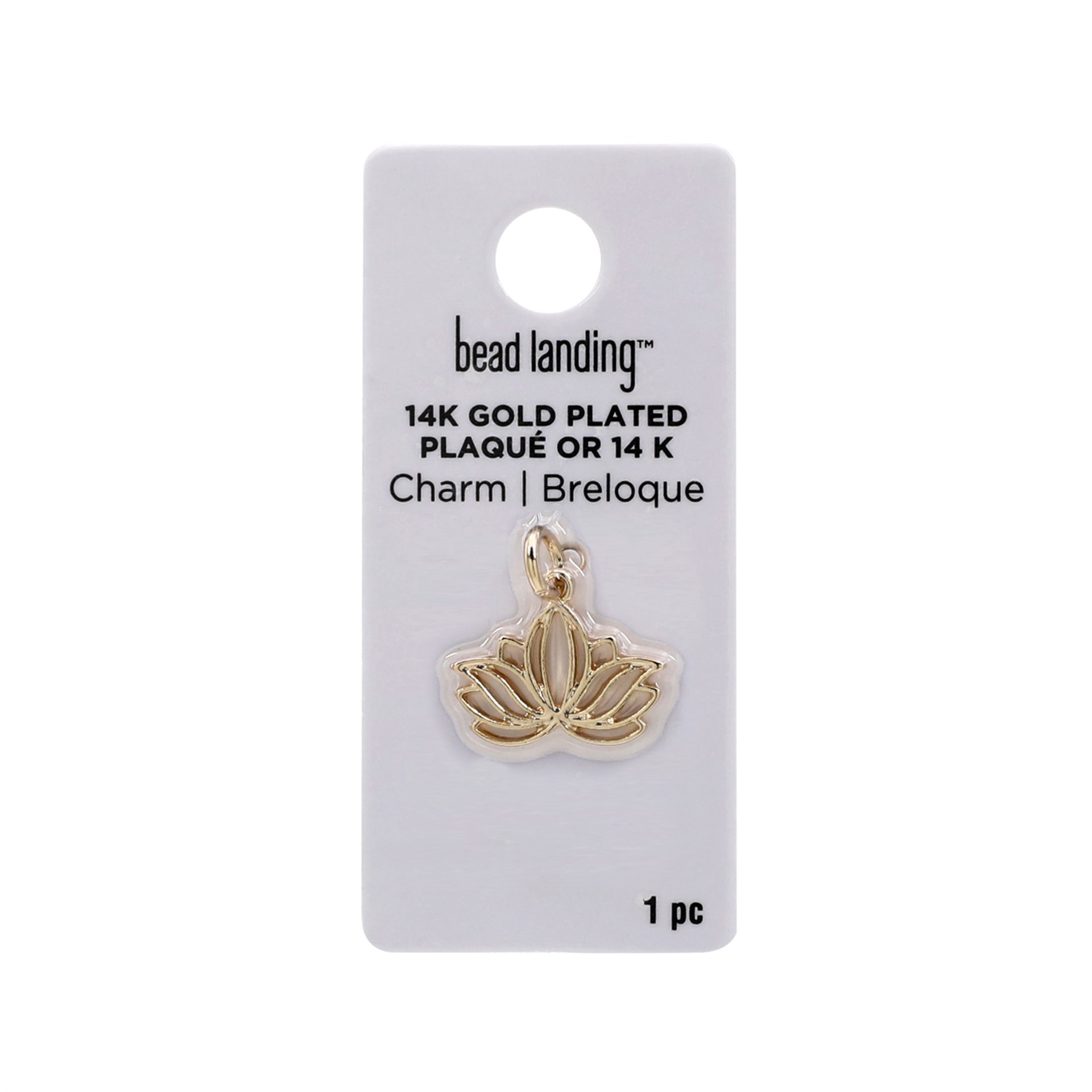 slide 6 of 6, 14k Gold Plated Lotus Charm By Bead Landing, 0.87 in x 0.68 in x 0.06 in