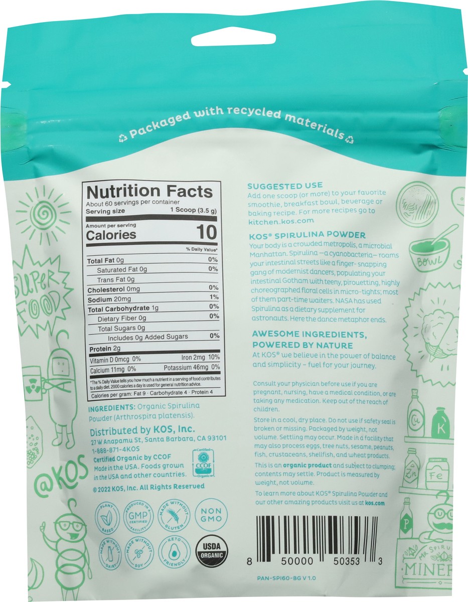 slide 7 of 12, KOS Organic Spirulina Powder 7.4 oz, 7.4 oz