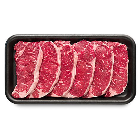 slide 1 of 1, Beef Top Loin New York Strip Steak Boneless Imported Service Case, per lb