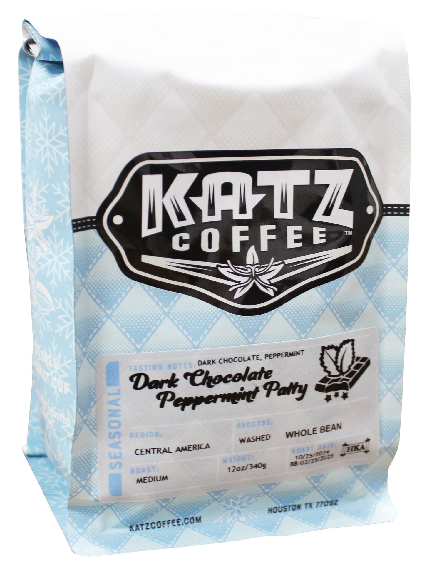 slide 1 of 1, Katz Dark Chocolate Peppermint Patty Whole Bean Coffee, 12 oz
