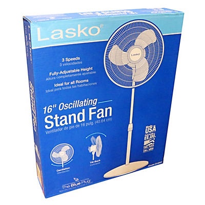 slide 1 of 1, Lasko Oscillating Stand Fan White, 1 ct