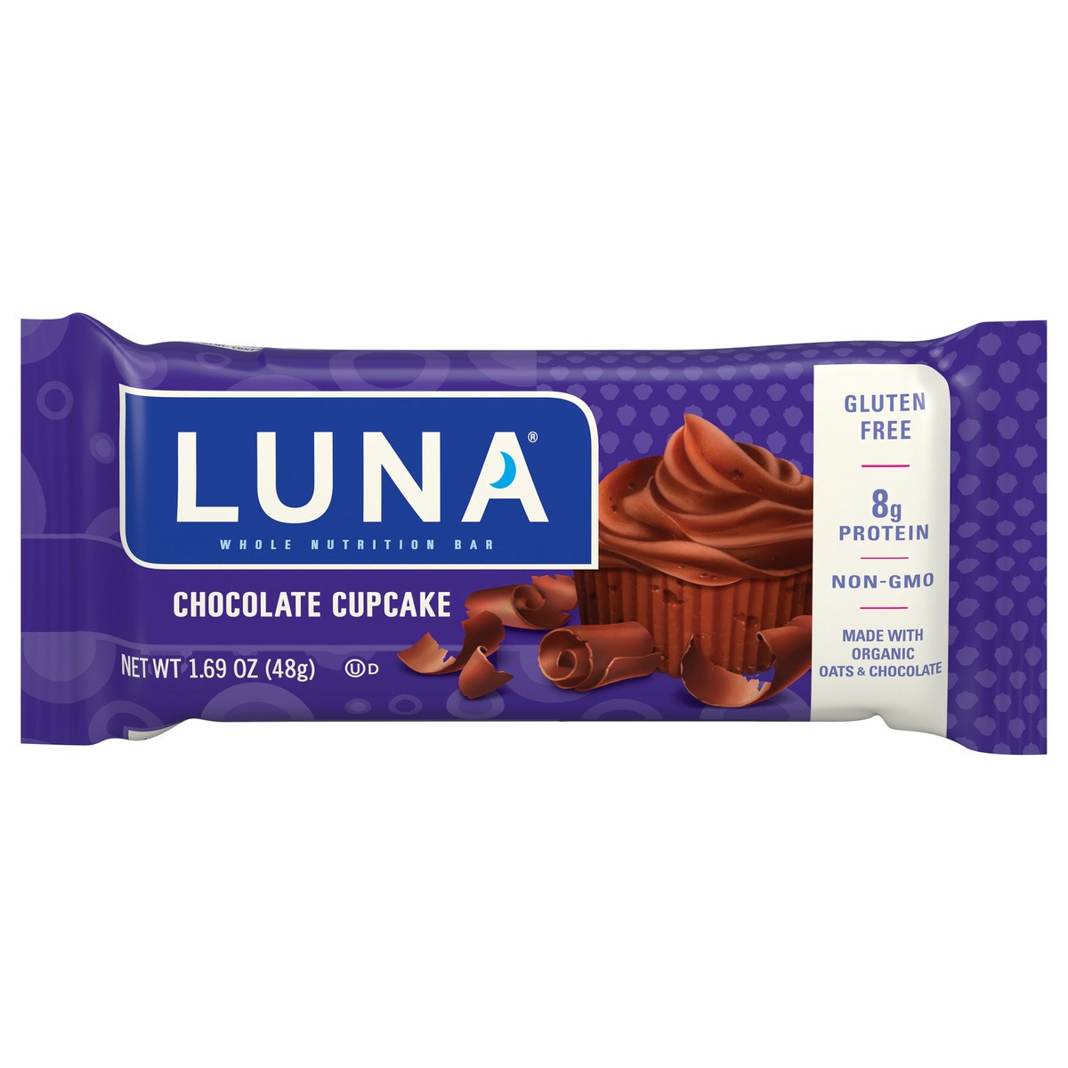 slide 1 of 6, LUNA Bar - Chocolate Cupcake - Gluten-Free - Non-GMO - 7-9g Protein - Made with Organic Oats - Low Glycemic - Whole Nutrition Snack Bar - 1.69 oz., 1.69 oz