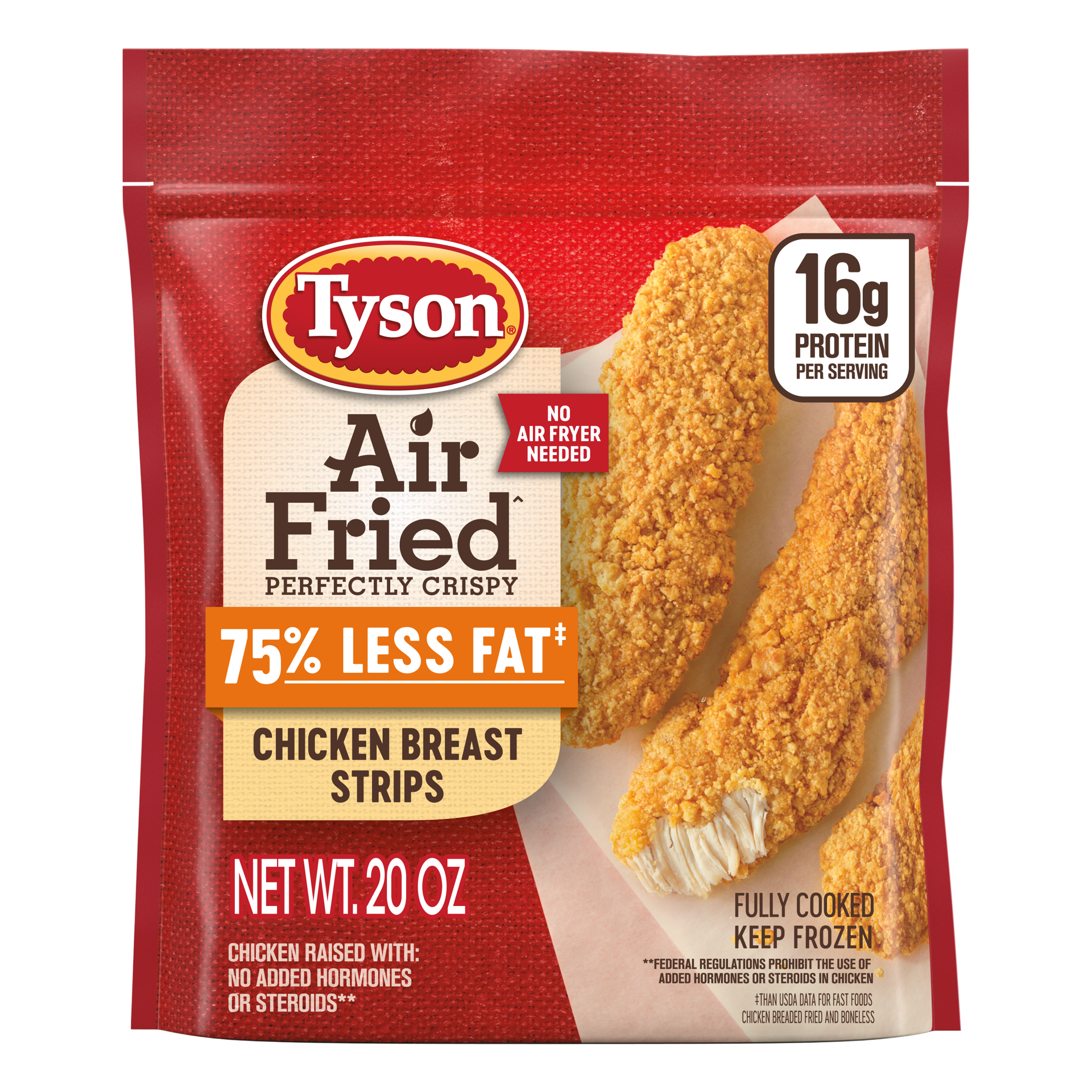 slide 1 of 6, Tyson Air Fried Perfectly Crispy Chicken Breast Strips, 20 oz. (Frozen), 566.99 g