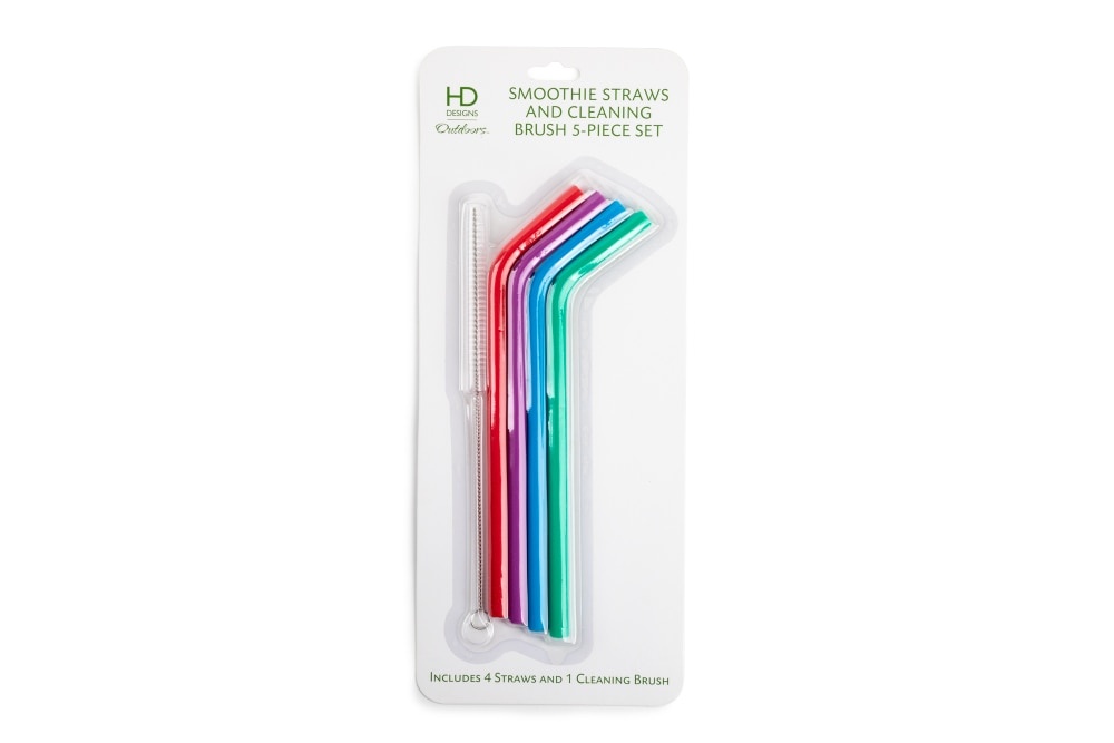slide 1 of 1, Hd Designs Outdoors Smoothie Straws And Cleaning Brush, 5 ct