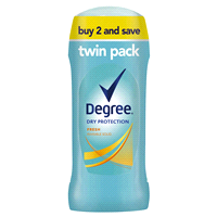 slide 6 of 9, Degree Antiperspirant Deodorant Fresh, 2.6 oz, Twin Pack, 2.6 oz