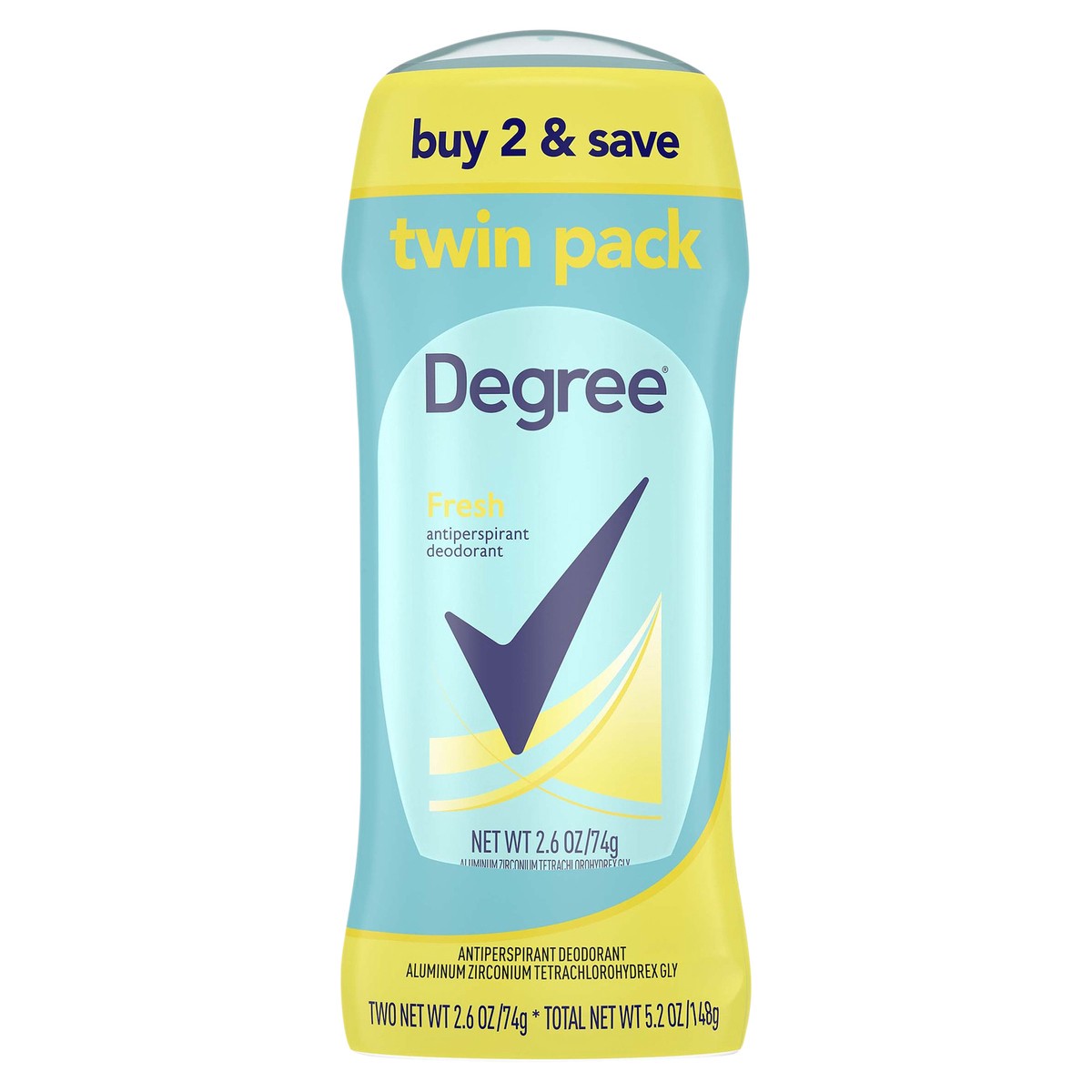 slide 1 of 1, Degree For Women Invisible Solid Fresh Twin Pack, 5.2 oz
