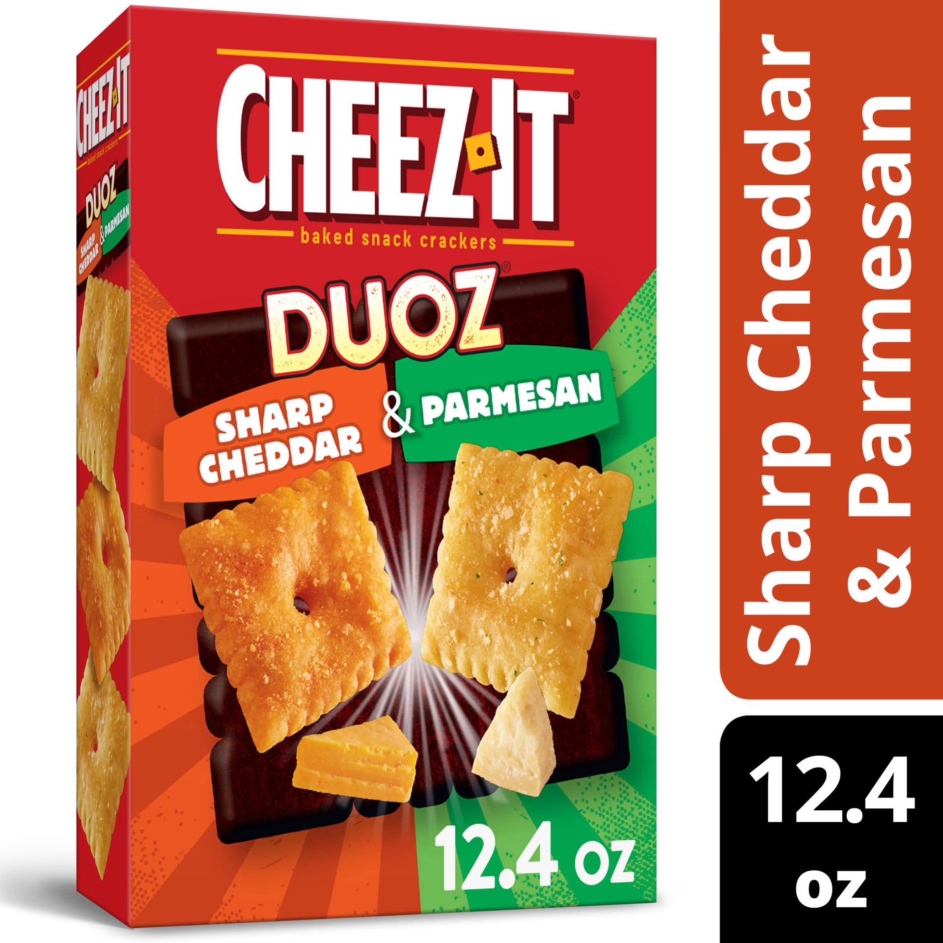 slide 1 of 5, Cheez-It Cheezit Duoz Sharp Cheddar & Parmesan Baked Snack Crackers, 
