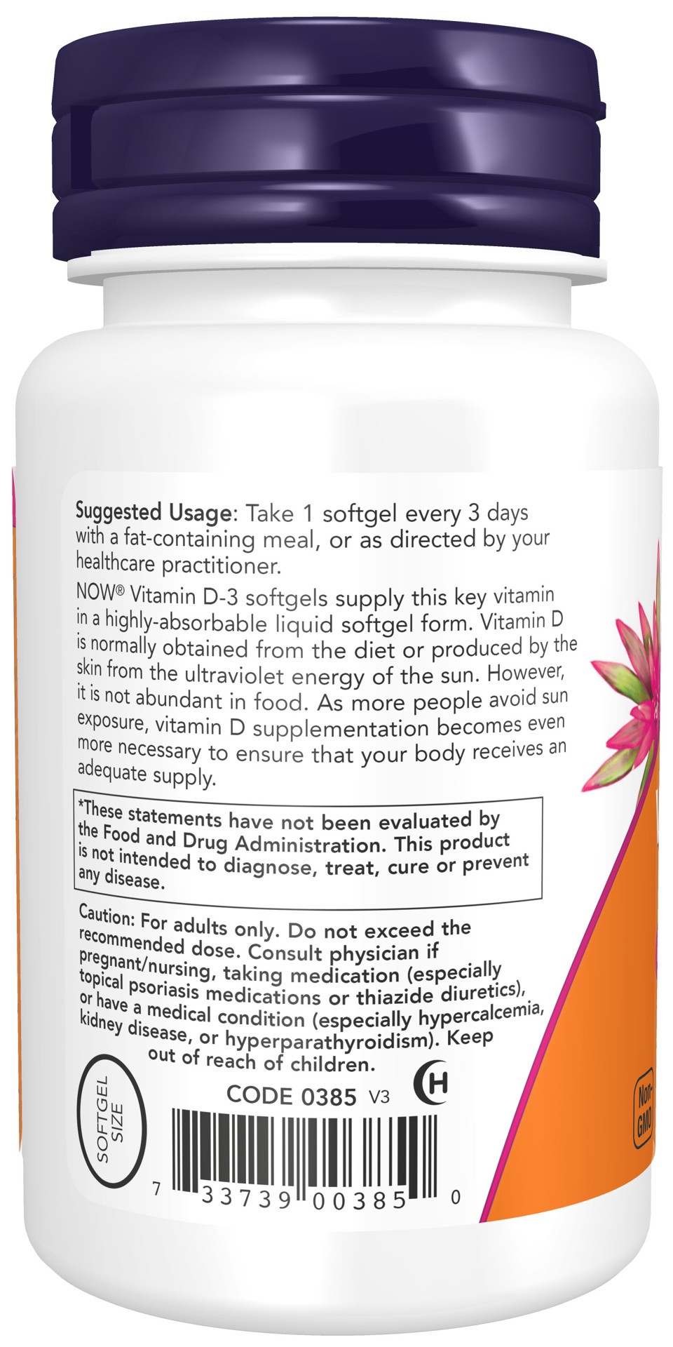 slide 4 of 4, NOW Vitamin D-3 10,000 IU - 240 Softgels, 240 ct