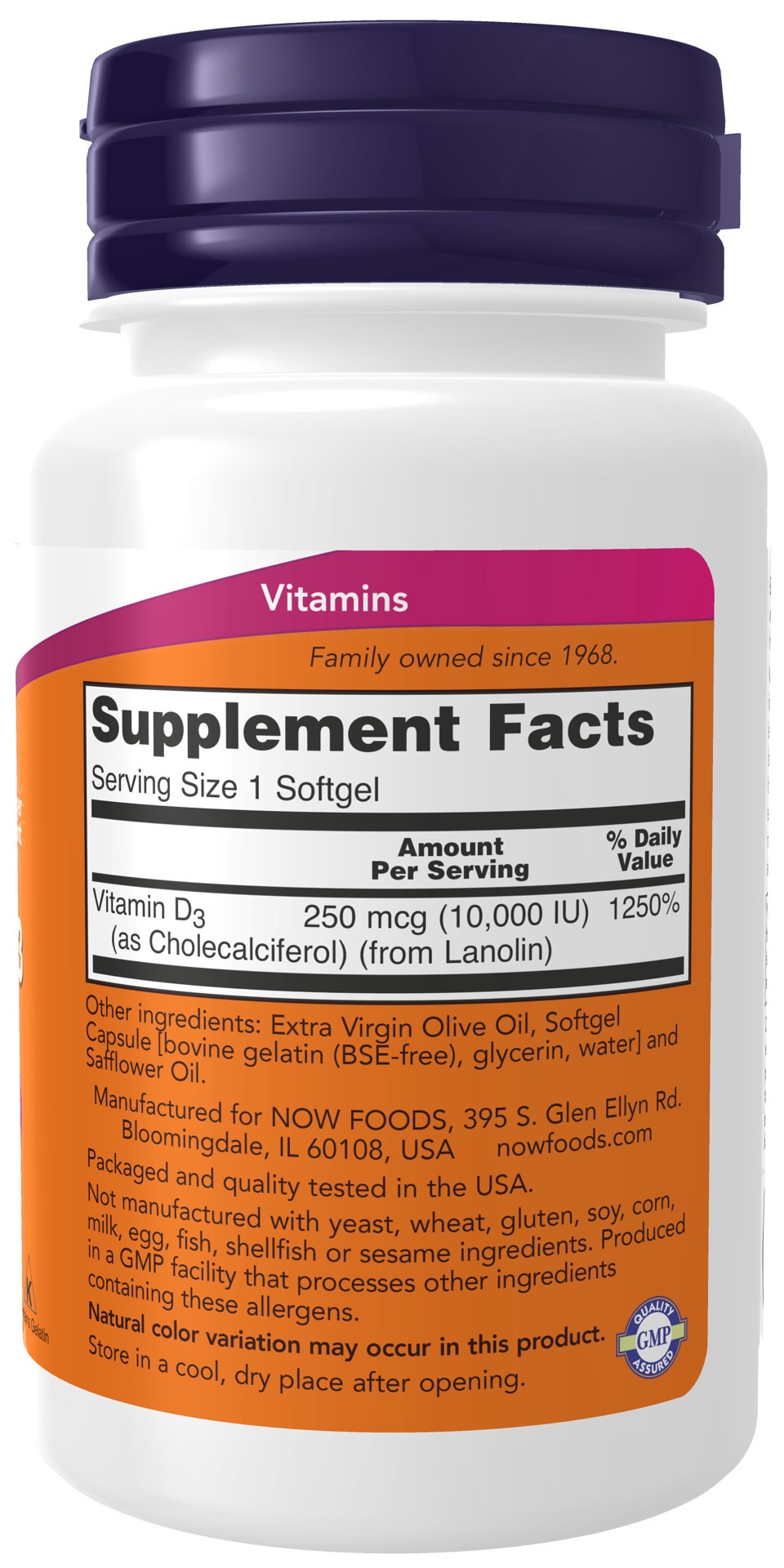 slide 2 of 4, NOW Vitamin D-3 10,000 IU - 240 Softgels, 240 ct