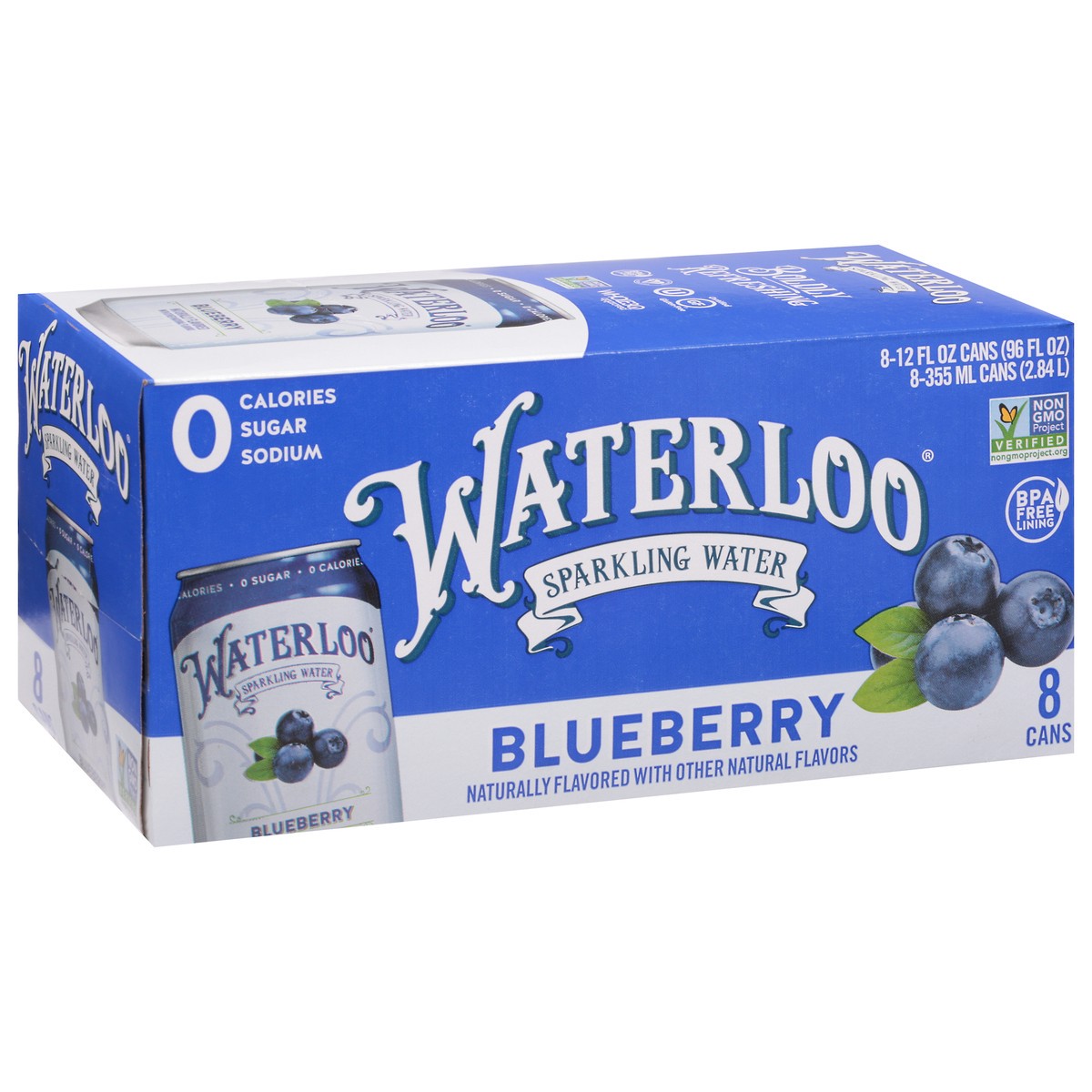 slide 2 of 9, Waterloo Blueberry Sparkling Water 8 - 12 fl oz Cans, 8 ct