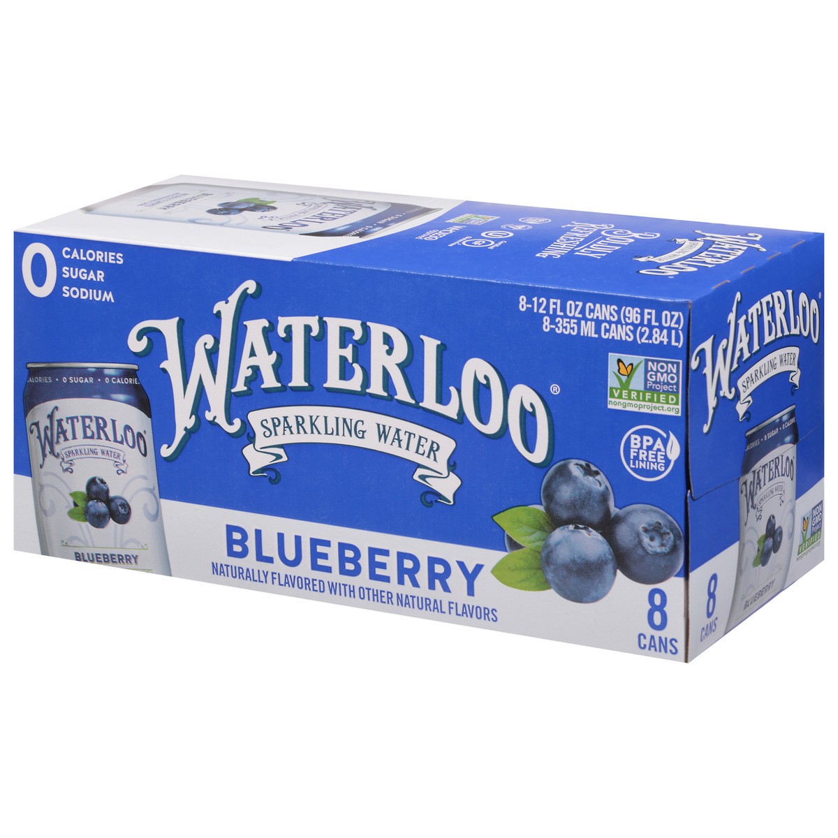 slide 3 of 9, Waterloo Blueberry Sparkling Water 8 - 12 fl oz Cans, 8 ct