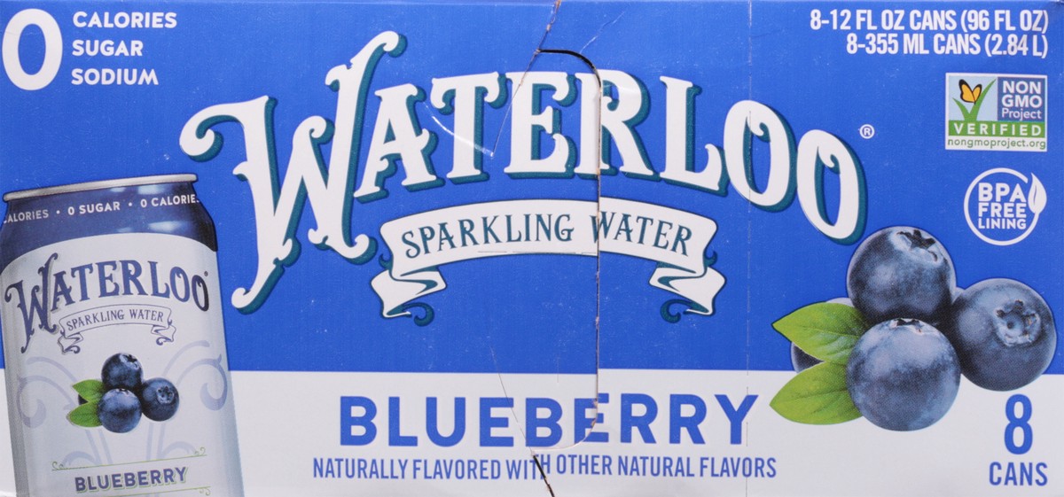 slide 5 of 9, Waterloo Blueberry Sparkling Water 8 - 12 fl oz Cans, 8 ct