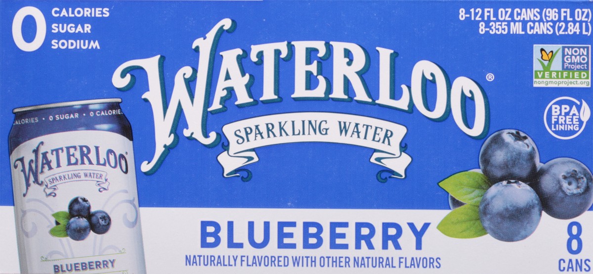 slide 6 of 9, Waterloo Blueberry Sparkling Water 8 - 12 fl oz Cans, 8 ct