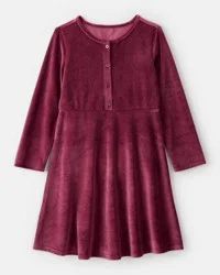 Oshkosh Girls Cozy Rib Dress - Red Maroon 5