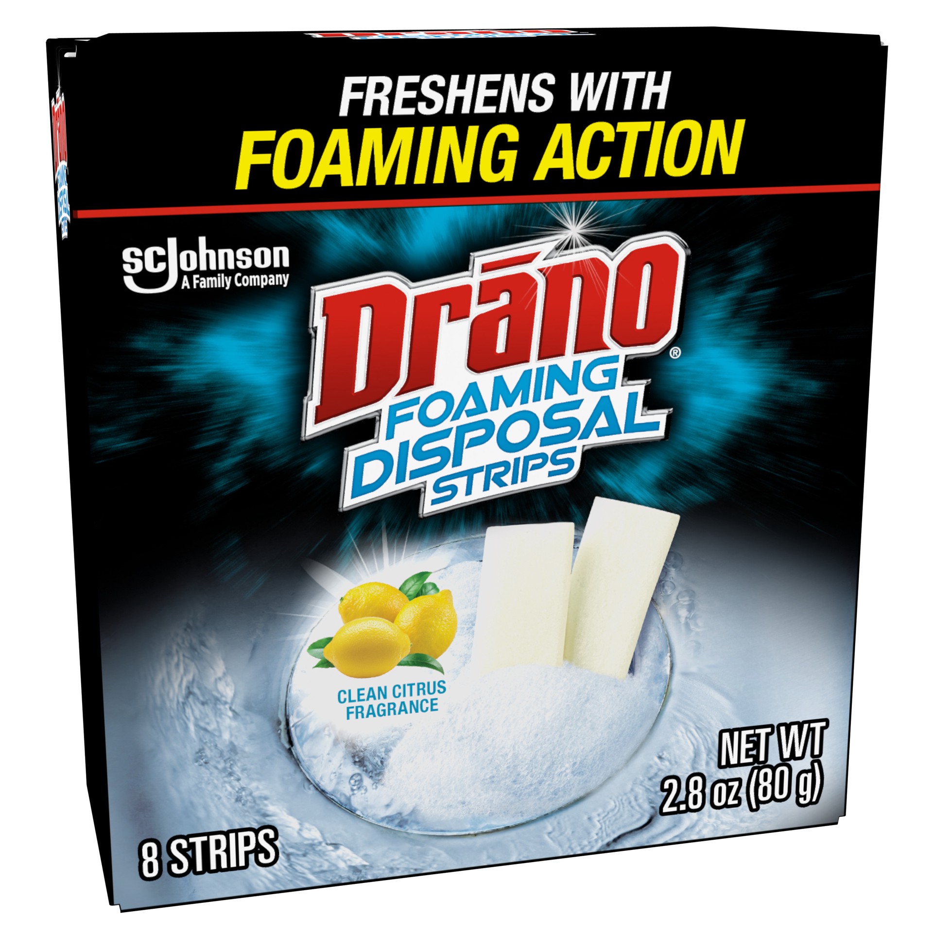 slide 3 of 5, Drano Disposal Strips, Fresh Citrus, 8 Drain Strips, 0.7 oz, 8 ct