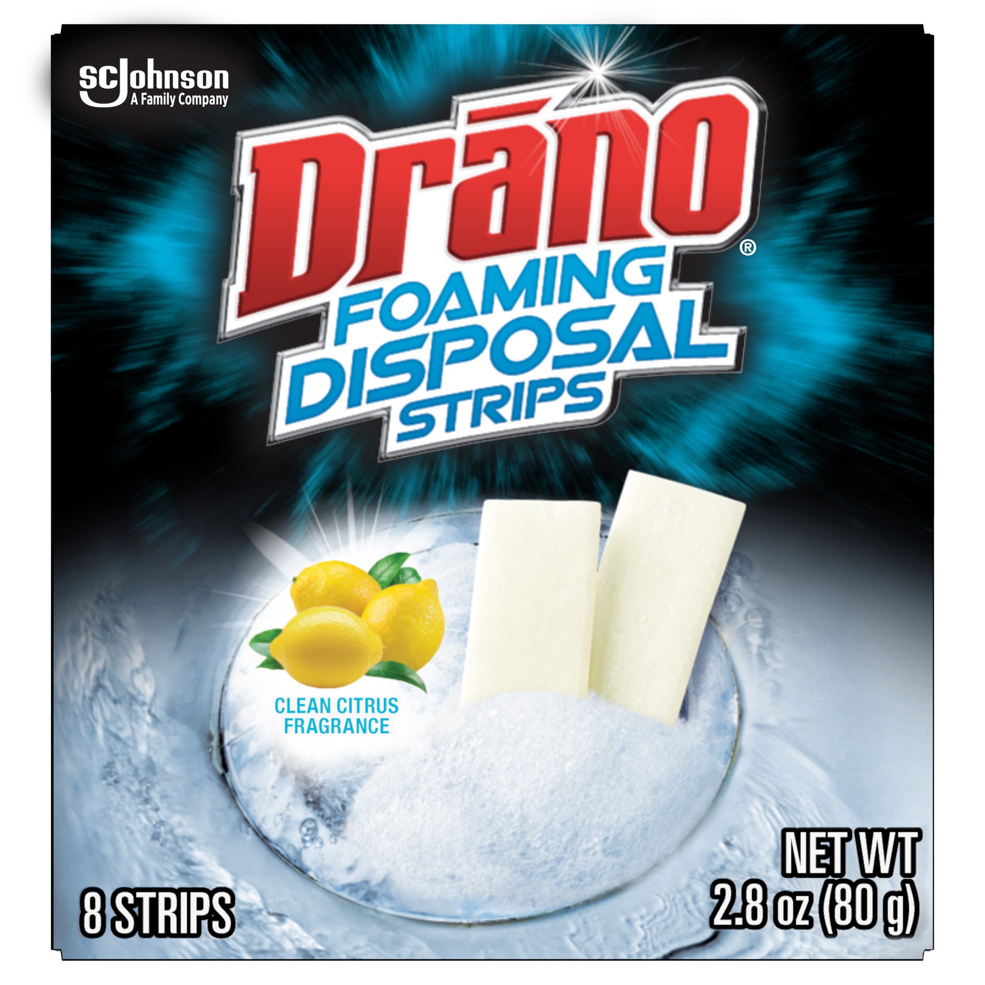 slide 2 of 5, Drano Disposal Strips, Fresh Citrus, 8 Drain Strips, 0.7 oz, 8 ct