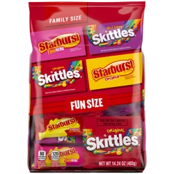 Wrigley SKITTLES & STARBURST Fun Size Chewy Candy Variety Bag , Family Size, 14.24 Oz Bulk Bag