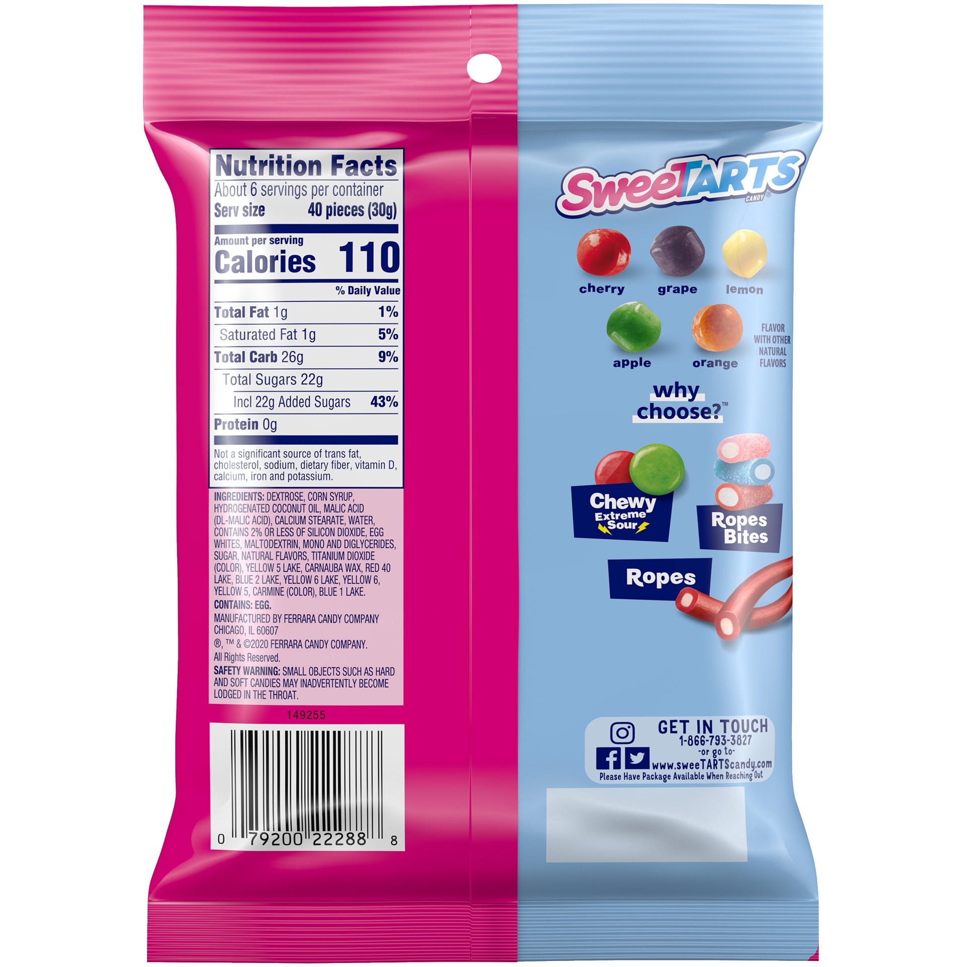 slide 2 of 5, SweeTARTS FERRARA CANDY COMPANY SweeTarts - SWT 05518 159523 MINI CHEWY PEG BAG 05518 - EvDay 6 oz No PMT_3D Sugar, 6 oz