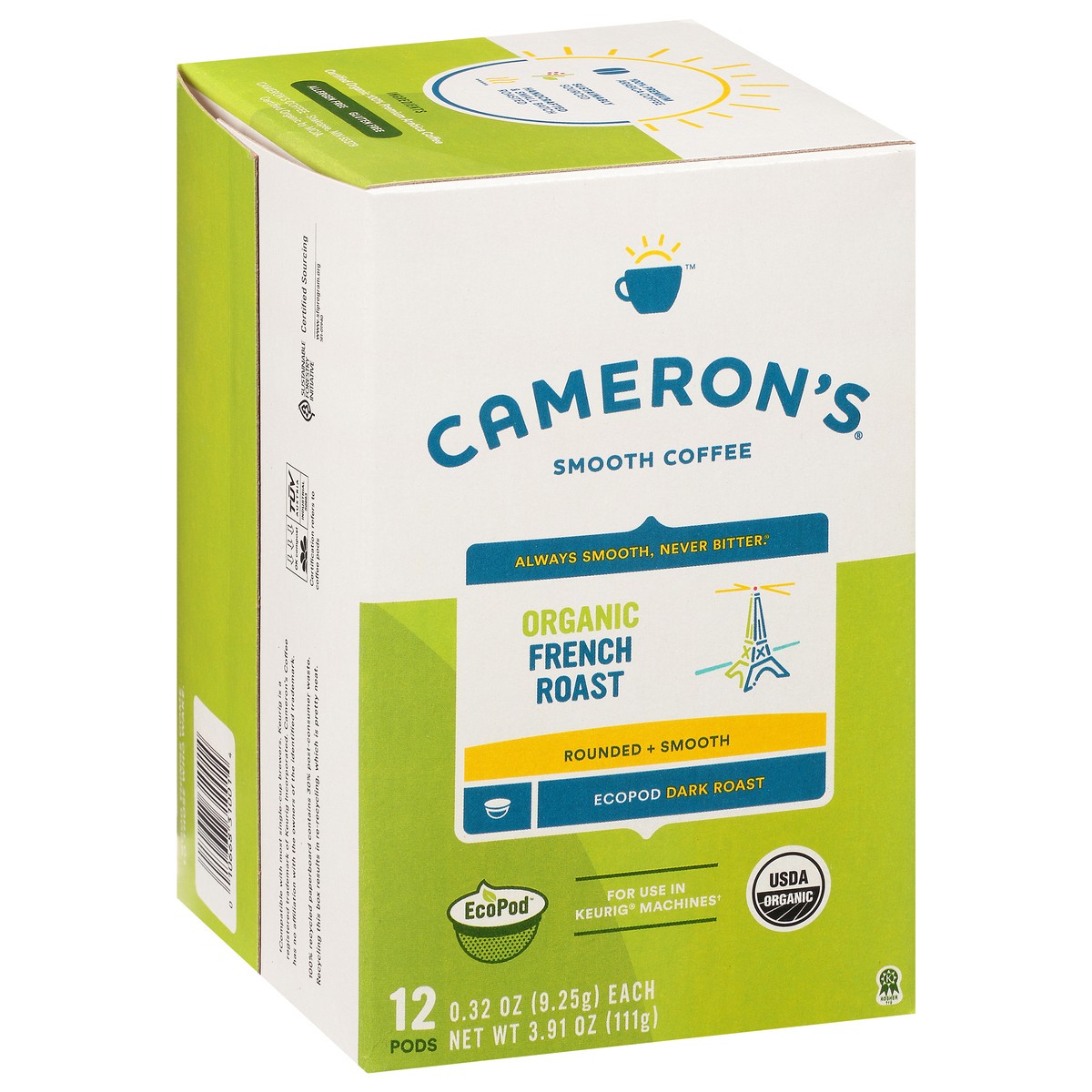 slide 4 of 9, Cameron's Coffee Single Serve Pods, Organic French Roast, 12 Count, 3.91 oz