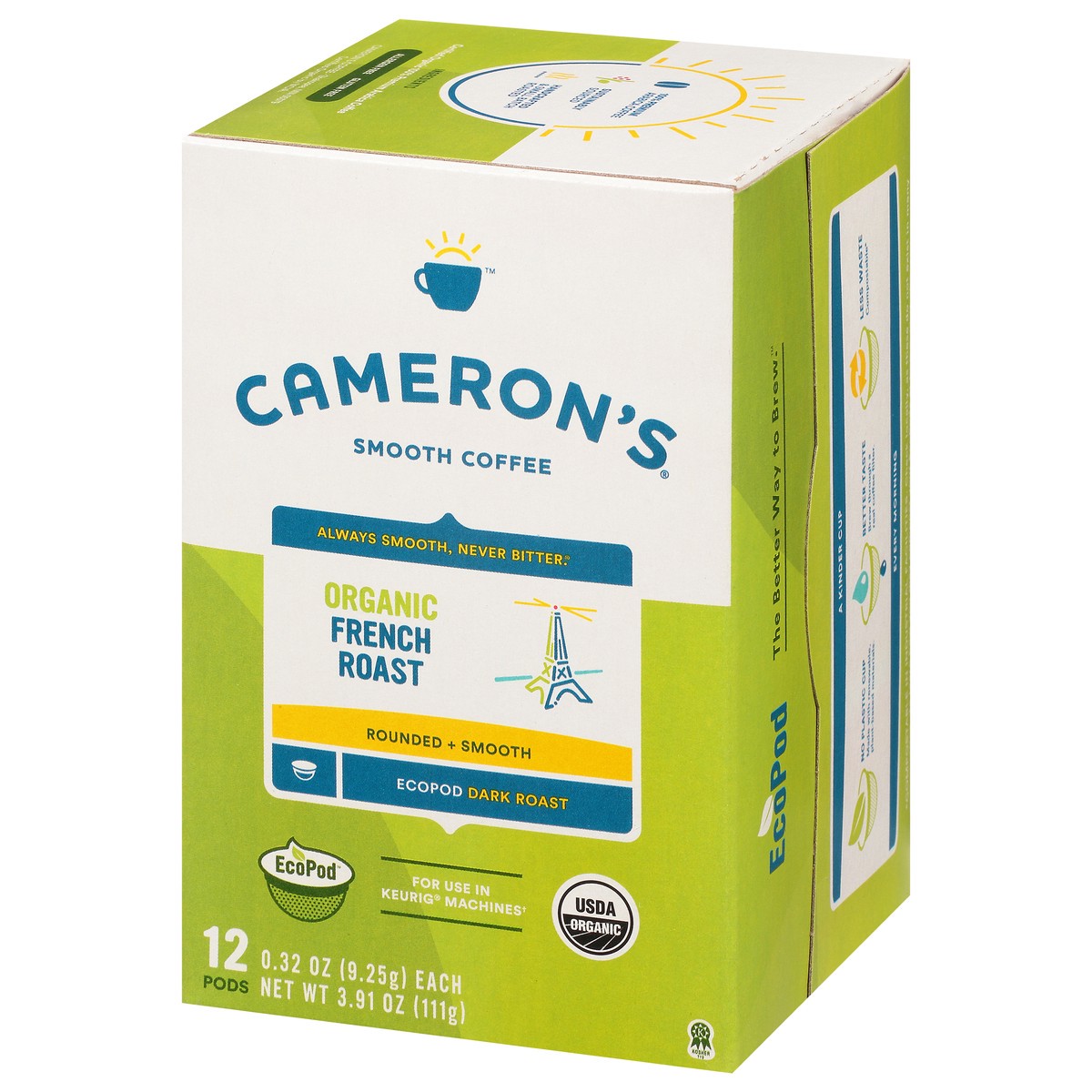 slide 3 of 9, Cameron's Coffee Single Serve Pods, Organic French Roast, 12 Count, 3.91 oz