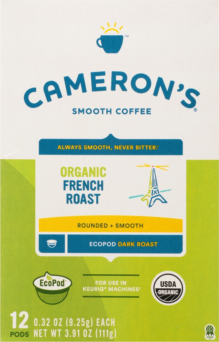 slide 9 of 9, Cameron's Coffee Single Serve Pods, Organic French Roast, 12 Count, 3.91 oz