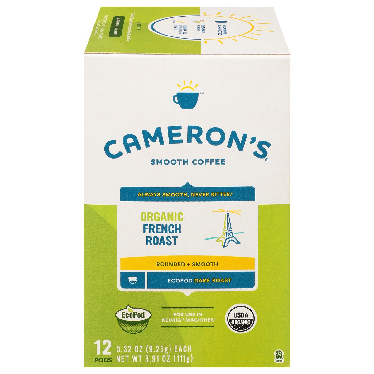 slide 1 of 9, Cameron's EcoPod Dark Roast Organic Smooth French Roast Coffee 12 - 0.32 oz ea, 12 ct