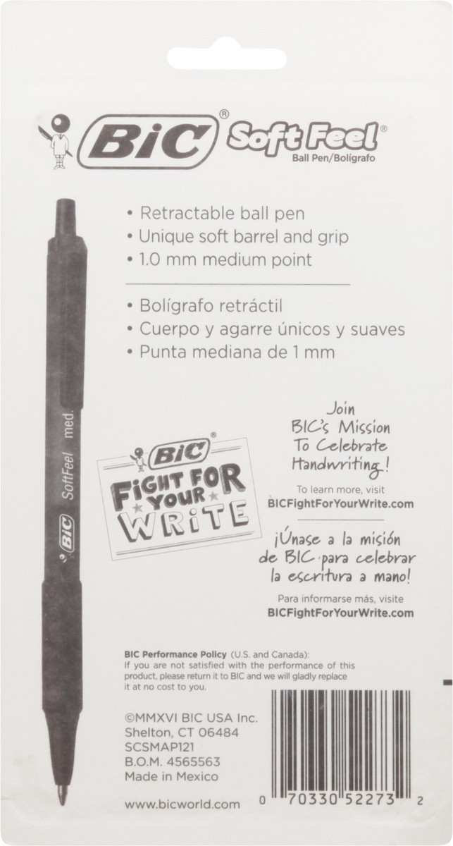 slide 11 of 11, BIC Soft Feel Medium Assorted Ink Ball Pen 12 ea, 12 ct