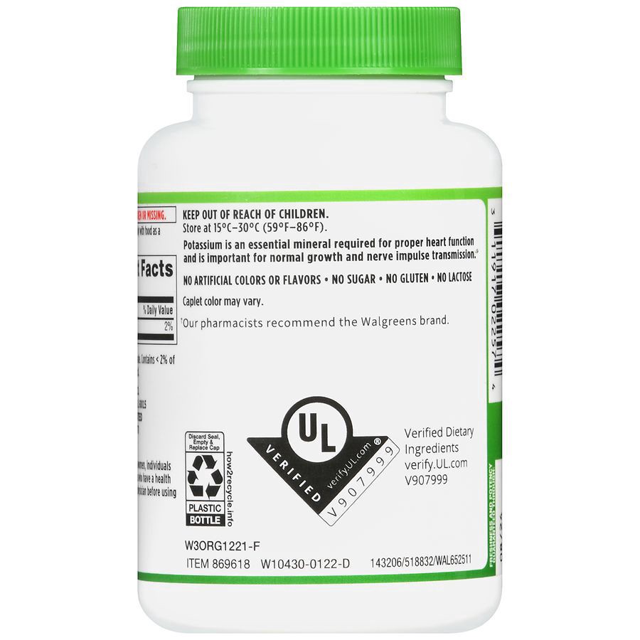 slide 4 of 5, Walgreens Potassium 99mg, 250 ct