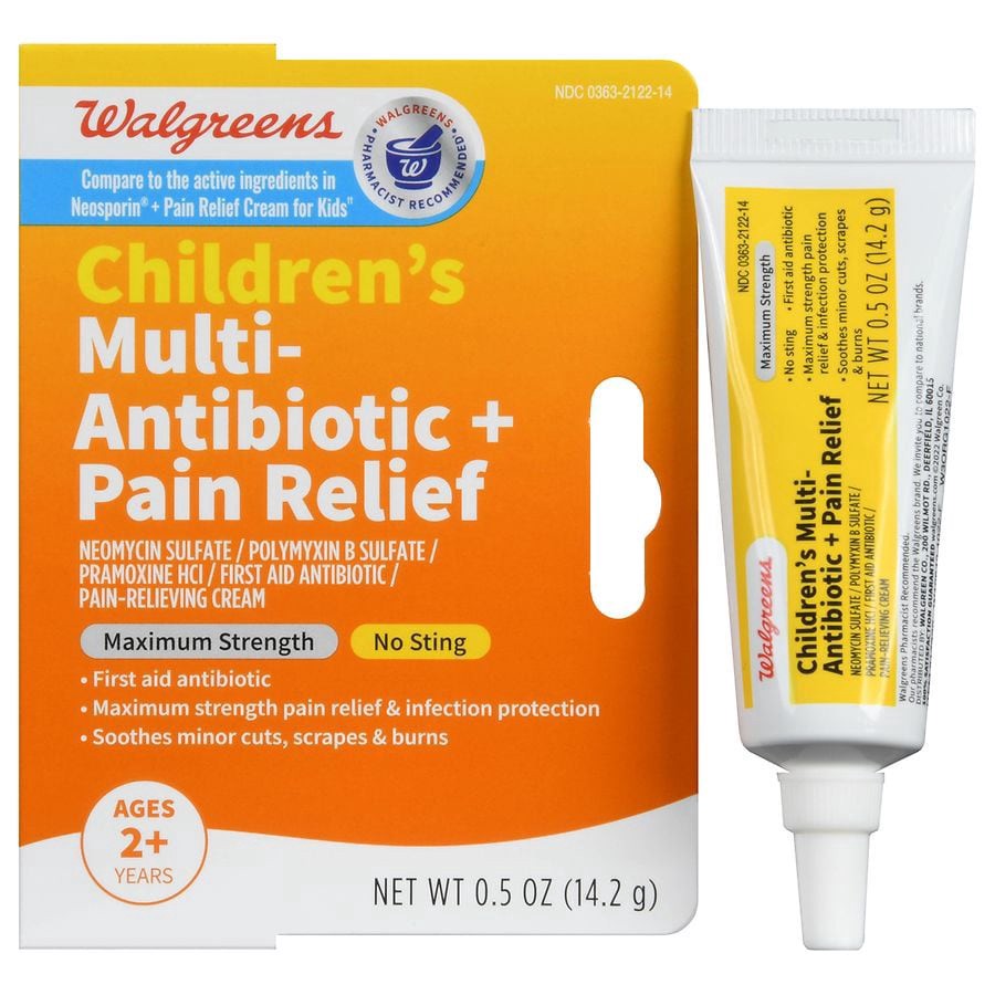 slide 1 of 1, Walgreens Children's Multi-Antibiotic + Pain Relief Cream, 0.5 oz